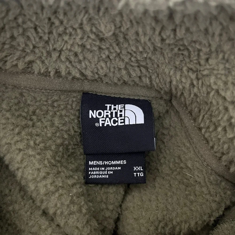 The North Face Mens XXL Olive Green Sherpa‎ Fleece Full Zip Vest Jacket